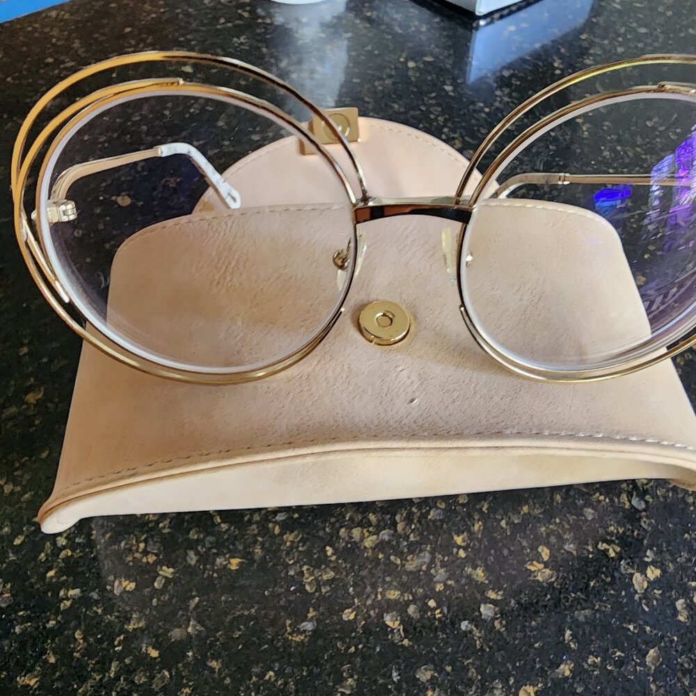 CHLOE CARLINA ROUND FRAME GLASSES IN GOLD - NEW IN THE CASE